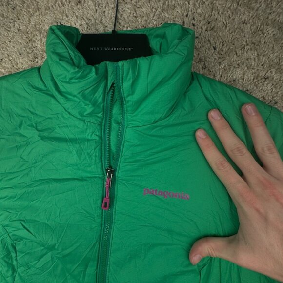 Patagonia Women’s Green XS Jacket Primaloft Full Zip Outdoors Pockets Pink Logo - Picture 6 of 16